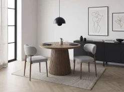 Lot de 2 chaises de salle à manger imitation bois "Elora" - Gris clair