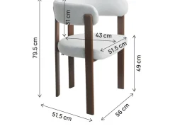 Lot de 2 chaises de salle à manger avec accoudoirs "Opale" - Gris clair