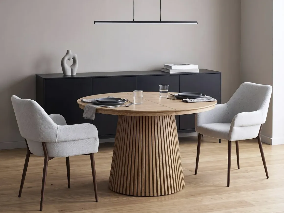 Lot de 2 chaises de salle à manger avec accoudoirs "Jade" - Gris clair