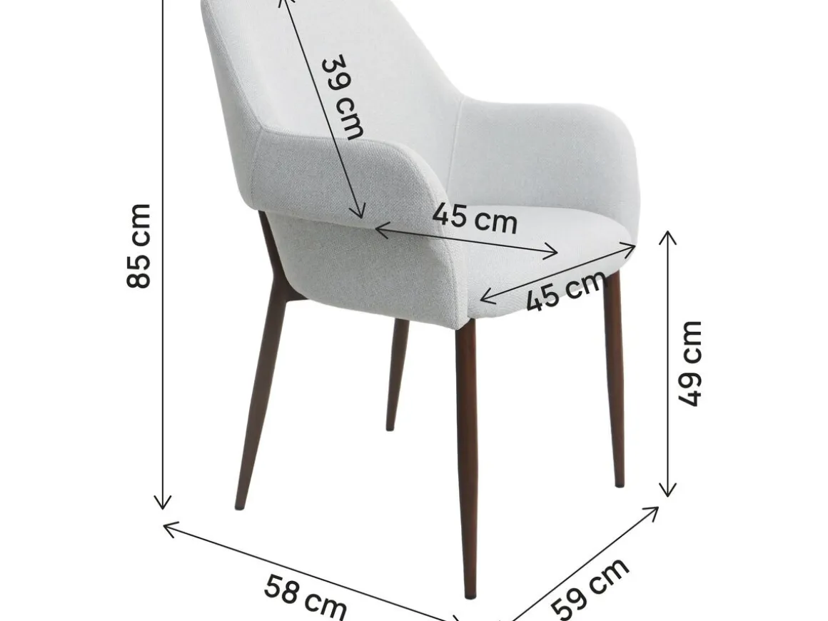 Lot de 2 chaises de salle à manger avec accoudoirs "Jade" - Gris clair