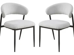 Lot de 2 chaises de salle à manger en tissu et métal