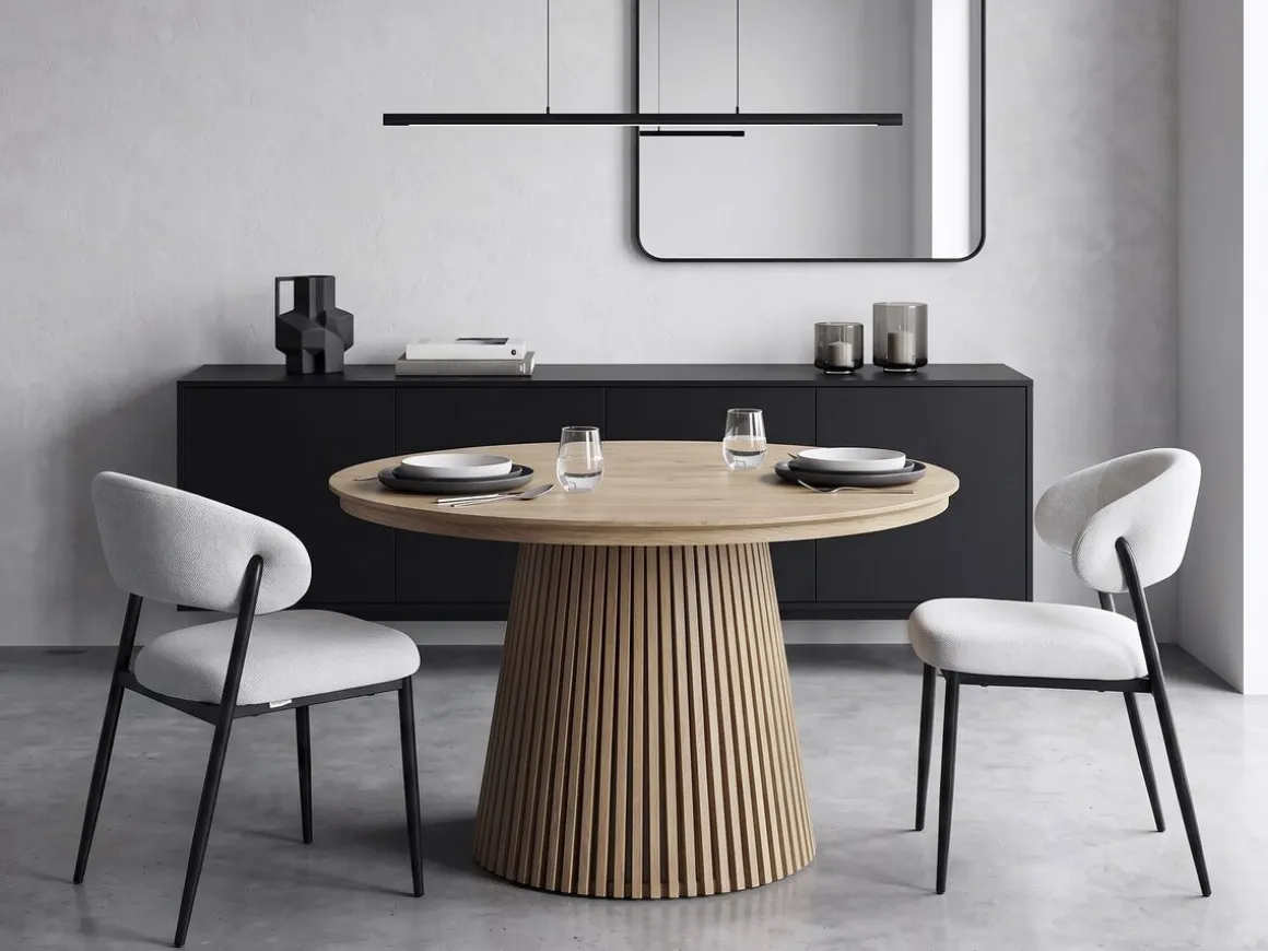 Lot de 2 chaises de salle à manger en tissu et métal "Edena" - Gris clair
