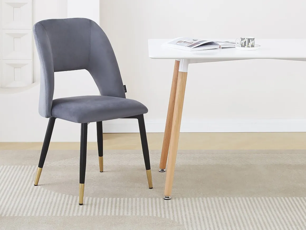 Lot de 2 chaises en velours "Coralie" - Gris