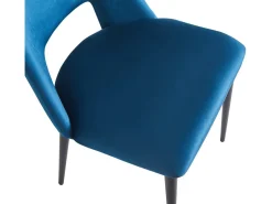 Lot de 2 Chaises en velours "Fedora" - Bleu foncé