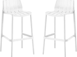 Lot de 2 chaises hautes de jardin empilable "Vaena" - Blanc