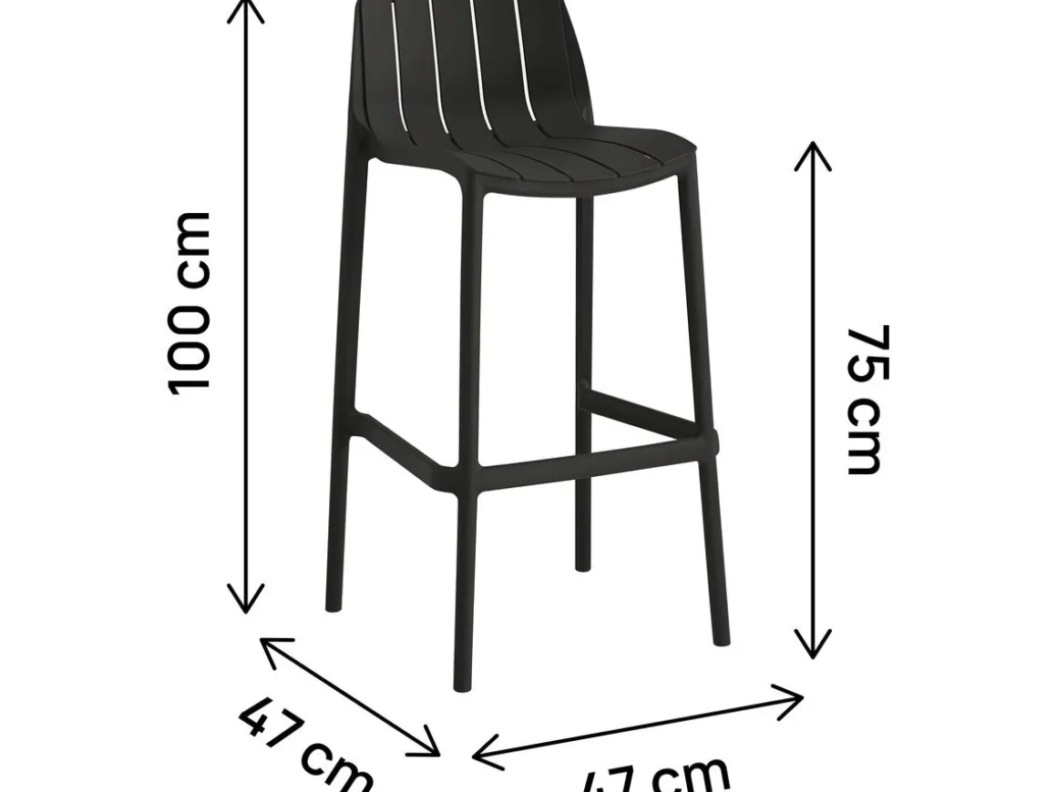 Lot de 2 chaises hautes de jardin empilable "Vaena" - Noir