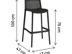 Lot de 2 chaises hautes empilables en plastique "Néora" - Noir