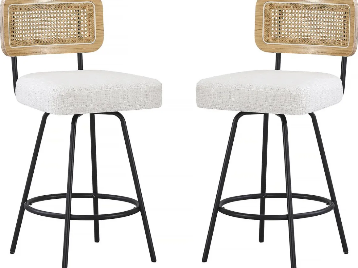Lot de 2 chaises hautes en tissu "Wilfried" - 51 x 44 x 95 cm - Beige