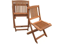 Lot de 2 chaises jardin pliante en bois exotique "Hongkong" - Maple - Marron clair