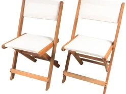 Lot de 2 chaises pliantes en bois exotique 