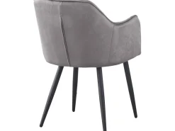 Lot de 2 chaises "Velma" en velours avec accoudoirs - Gris