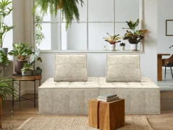 Lot de 2 chauffeuses pour canapé modulables en tissu texturé 