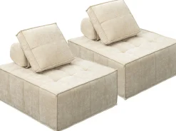 Lot de 2 chauffeuses pour canapé modulables en tissu texturé 