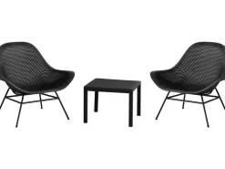 Lot de 2 fauteuils de jardin avec table basse "Soléna" - Noir
