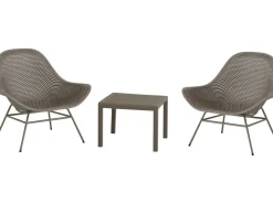 Lot de 2 fauteuils de jardin avec table basse "Soléna" - Taupe