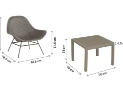 Lot de 2 fauteuils de jardin avec table basse