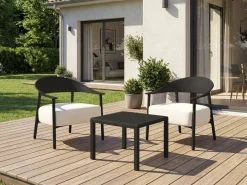 Lot de 2 fauteuils de jardin en plastique et en métal "Céora" - Noir
