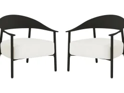 Lot de 2 fauteuils de jardin en plastique et en métal 