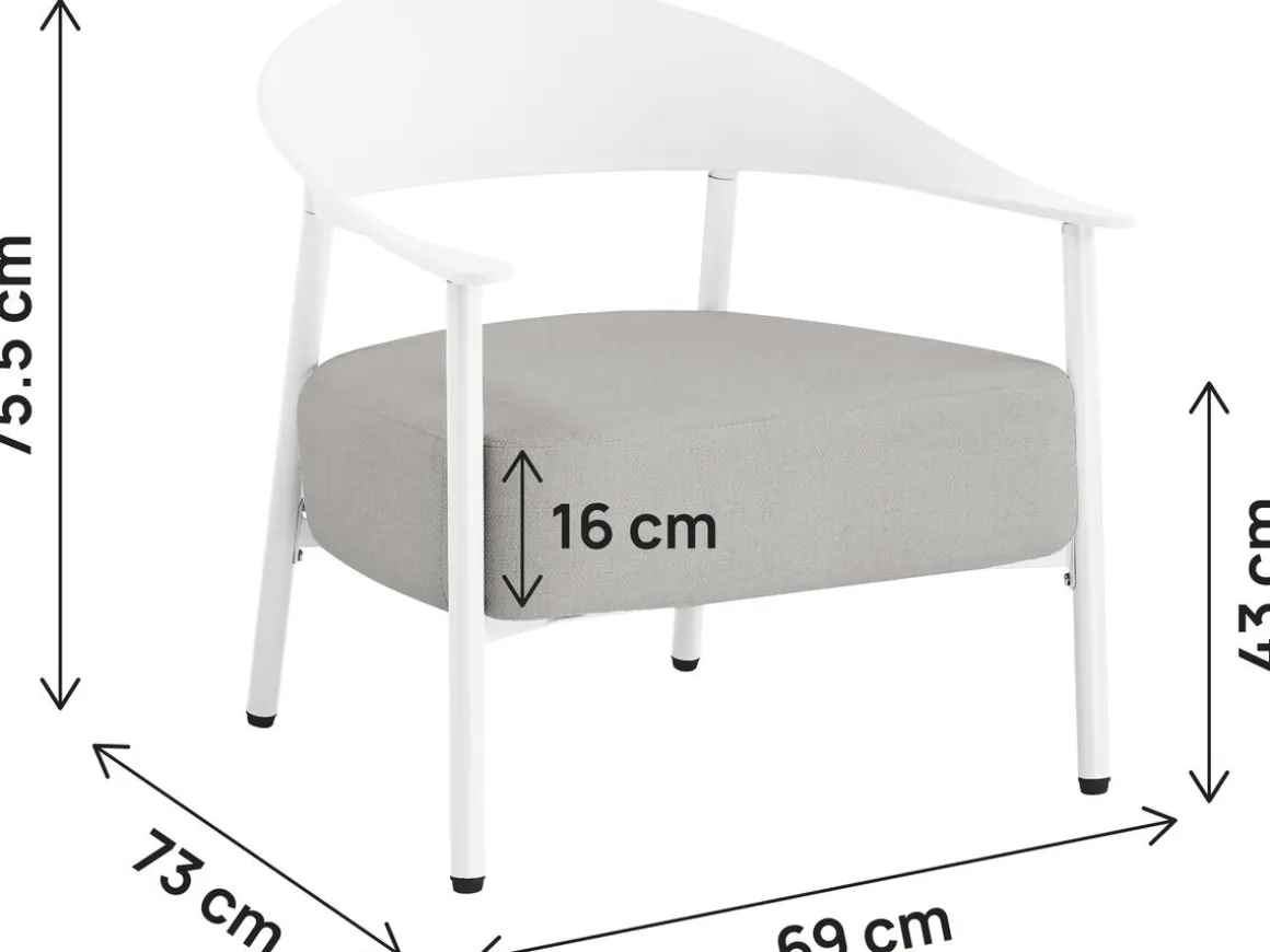 Lot de 2 fauteuils de jardin en plastique et en métal "Céora" - Blanc