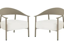 Lot de 2 fauteuils de jardin en plastique et métal "Céora" - Taupe