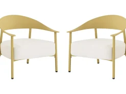 Lot de 2 fauteuils de jardin en plastique et métal 