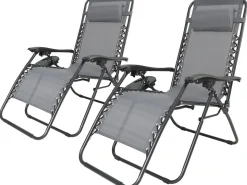 Lot de 2 fauteuils de jardin inclinable zéro gravité 