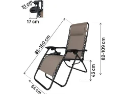 Lot de 2 Fauteuils de jardin inclinable zéro gravité 