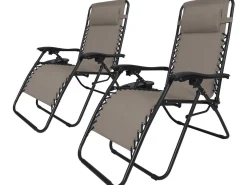 Lot de 2 Fauteuils de jardin inclinable zéro gravité 