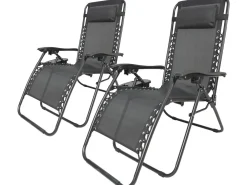 Lot de 2 Fauteuils de jardin inclinable zéro gravité "Sintra" - Noir