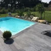 Lot de 40 Margelles droites 60 x 33 cm + 4 margelles angle de piscine 45 x 45 cm - Aspect bois - Ton Gris