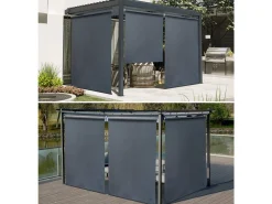 Lot de 3 stores rétractables pergola - 124 x 225 cm - Gris anthracite