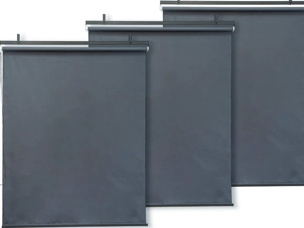 Lot de 3 stores rétractables pergola - 124 x 225 cm - Gris anthracite
