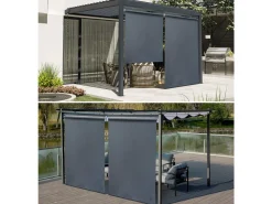 Lot de 2 stores rétractables pergola - 124 x 225 cm - Gris anthracite