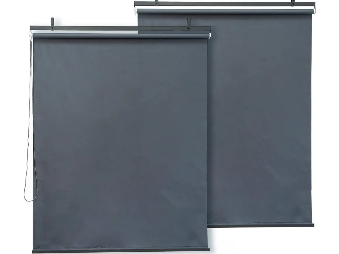 Lot de 2 stores rétractables pergola - 124 x 225 cm - Gris anthracite