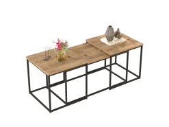 Lot de 3 tables basse en bois "VG9" - 90 x 45 x 44 cm - Pin Atlantique