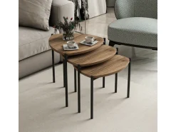 Lot de 3 tables basses gigognes en bois "Lenny" - 45 x 45 x 45 cm - Marron