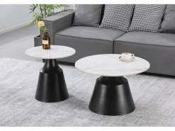 Lot de 2 tables basses gigognes en céramique 