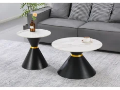 Lot de 2 tables basses gigognes en céramique