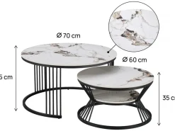 Lot de 2 tables basses gigognes en céramique 