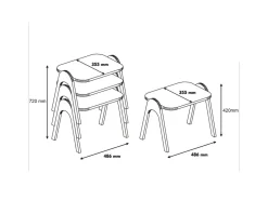 Lot de 3 tables basses gigognes en bois "Paris" - 48 x 35 x 72 cm - Marron