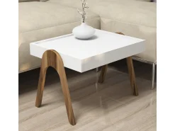 Lot de 3 tables basses gigognes en bois "Roma" - 53 x 40 x 64 cm - Blanc