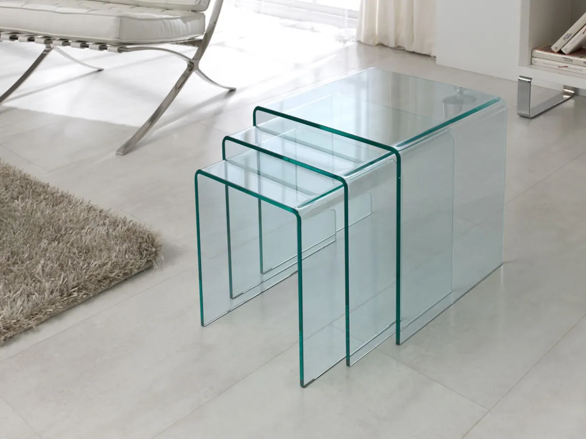 Lot de 3 tables basses "Irène" - 42 x 42 x 42 cm - Transparent