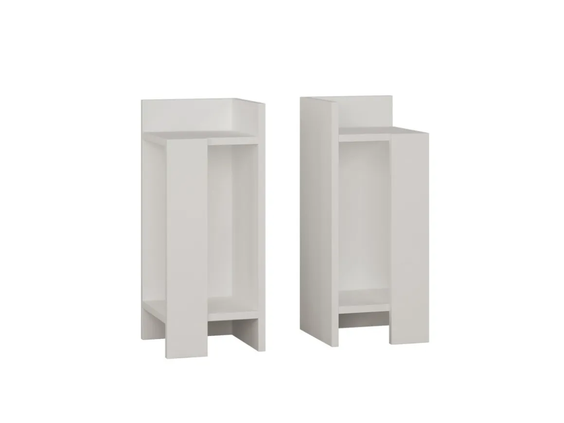 Lot de 2 tables de chevet en bois "Elos" - 25 x 27 x 60 cm - Blanc