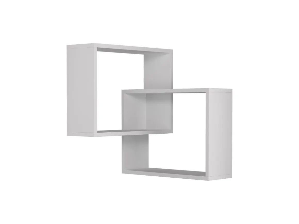 Lot de 2 étagères murales d'angle en bois "Ring" - 68 x 60 x 68 cm - Blanc