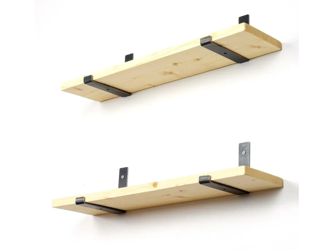 Lot de 2 étagères murales en bois en bois "LAM008" - 60 x 14 x 16 cm - Beige