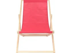 Lot de 2 transat en bois "Chilienne" - 107 x 56.5 x 81 cm - Rouge