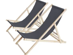 Lot de 2 transats en bois 