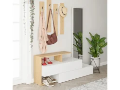 Meuble d'entrée avec miroir en bois 