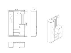 Meuble d'entrée en bois "DD7" - 113 x 37 x 179 cm - Blanc