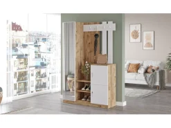 Meuble d'entrée en bois "DD7" - 113 x 37 x 179 cm - Blanc